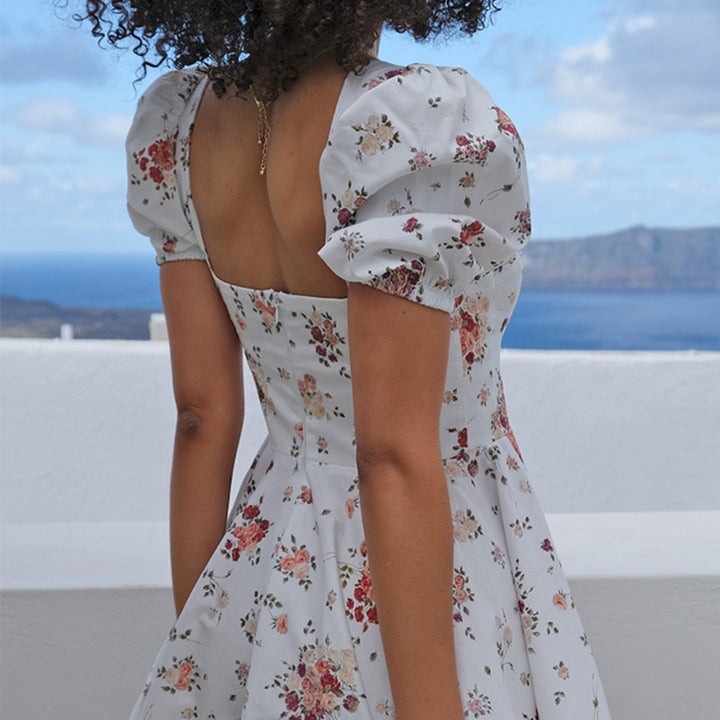 Low-cut Open Back Foral Dress-Dresses Nova