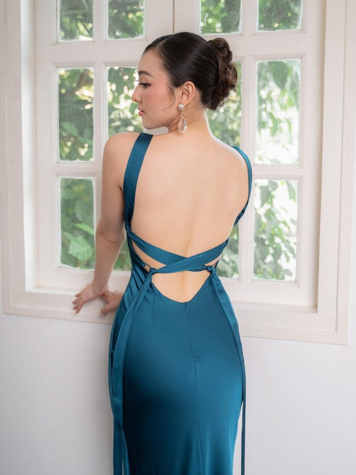 Backless Strappy Lake Blue Wedding Dress - Dresses Nova