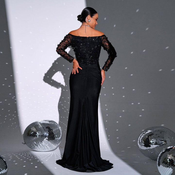 Bandeau Sexy Long Sequined Off - neck Banquet Evening Dress - Dresses Nova