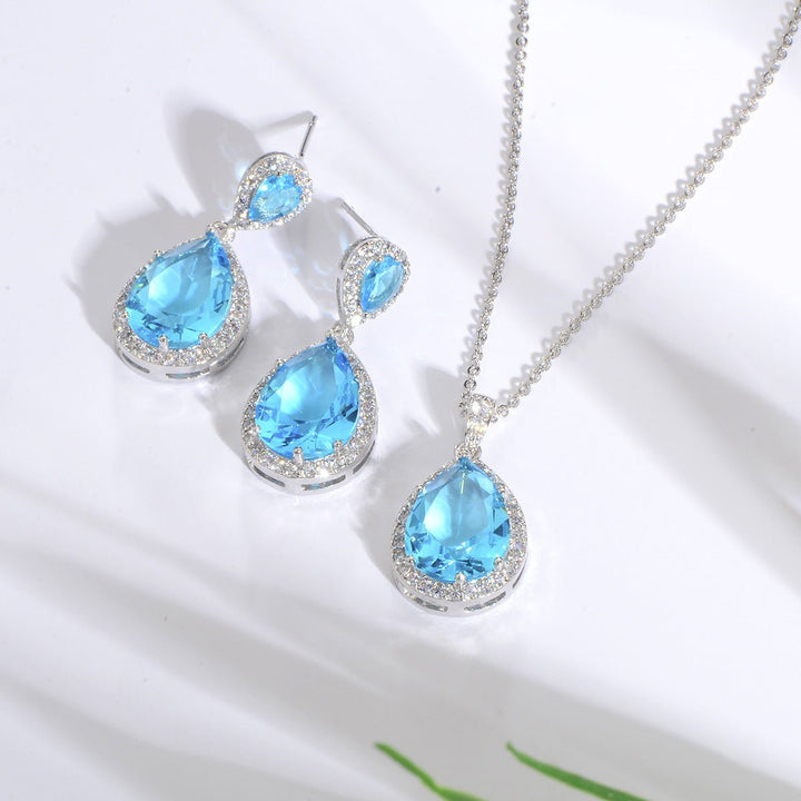 Bright large zircon water drops pendant - Dresses Nova