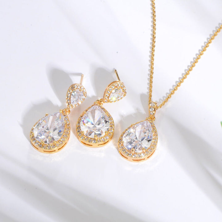 Bright large zircon water drops pendant - Dresses Nova