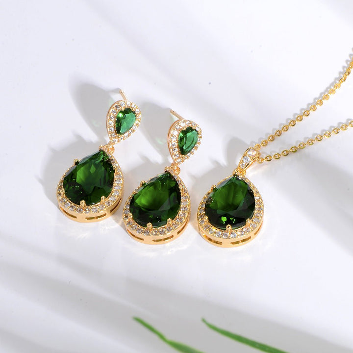 Bright large zircon water drops pendant - Dresses Nova