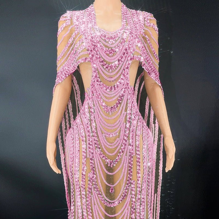 Crystal Sequin Evening Gown Dress - Dresses Nova
