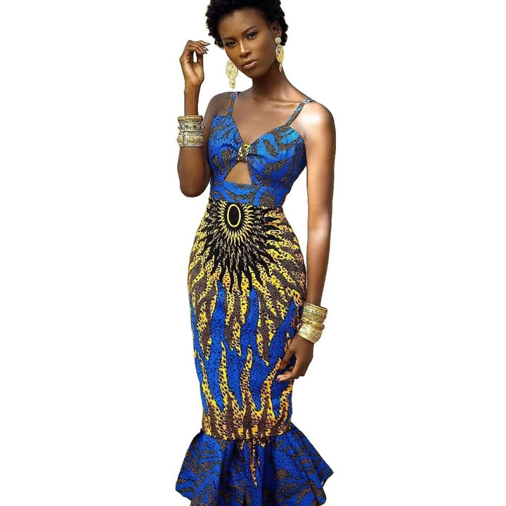 Digital Print Dress Fishtail - Dresses Nova