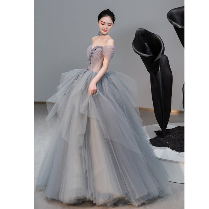 Female Texture Host Gift Tulle Tutu French Banquet Princess Dress - Dresses Nova