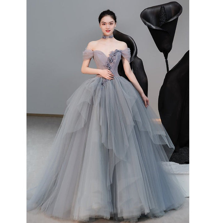 Female Texture Host Gift Tulle Tutu French Banquet Princess Dress - Dresses Nova