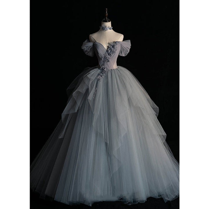 Female Texture Host Gift Tulle Tutu French Banquet Princess Dress - Dresses Nova