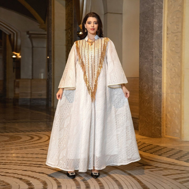 Festival Evening Dress Arabic Dubai Mesh Embroidered Sequins Robe Middle East - Dresses Nova