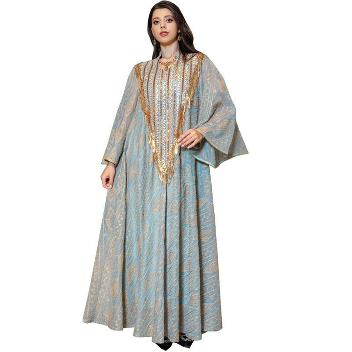 Festival Evening Dress Arabic Dubai Mesh Embroidered Sequins Robe Middle East - Dresses Nova