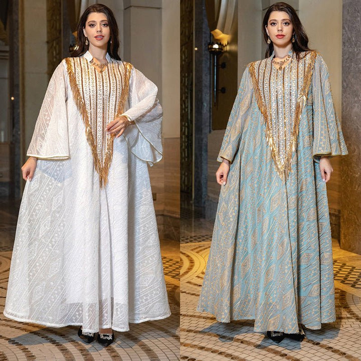 Festival Evening Dress Arabic Dubai Mesh Embroidered Sequins Robe Middle East - Dresses Nova