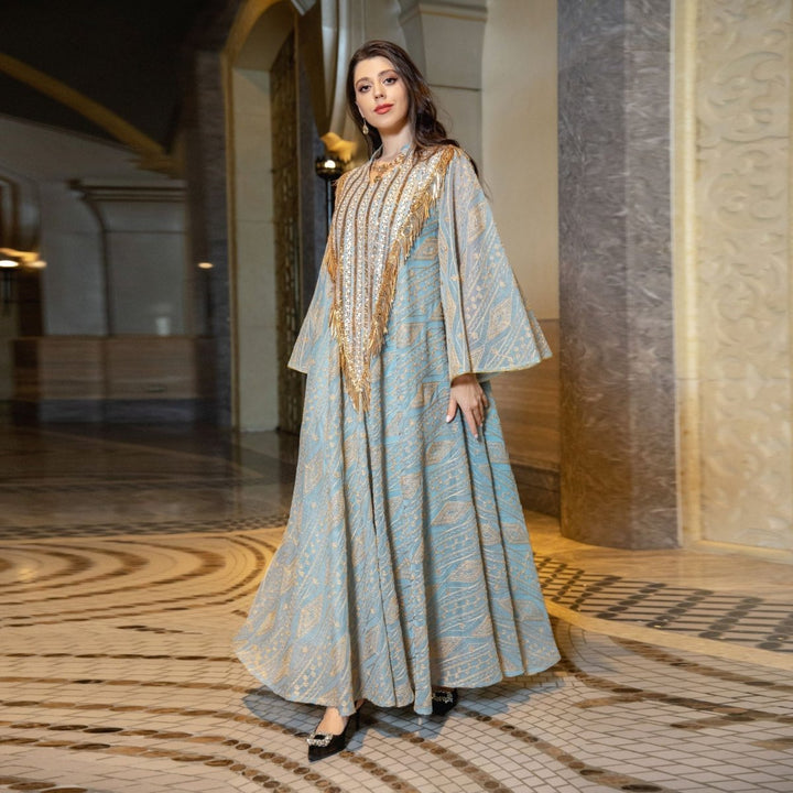 Festival Evening Dress Arabic Dubai Mesh Embroidered Sequins Robe Middle East - Dresses Nova