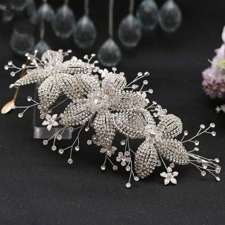 Flower Rhinestone Hair Accessories Bridal Wedding Hair Band - Dresses Nova