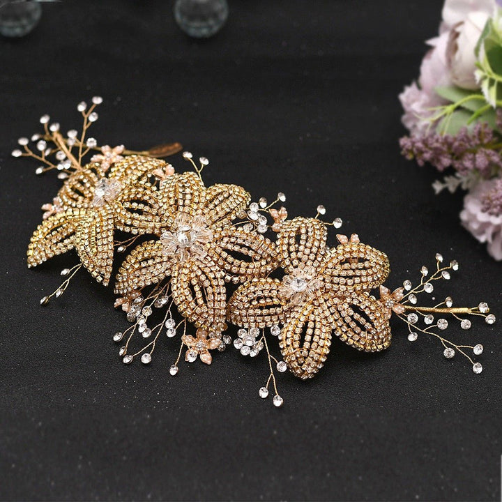 Flower Rhinestone Hair Accessories Bridal Wedding Hair Band - Dresses Nova