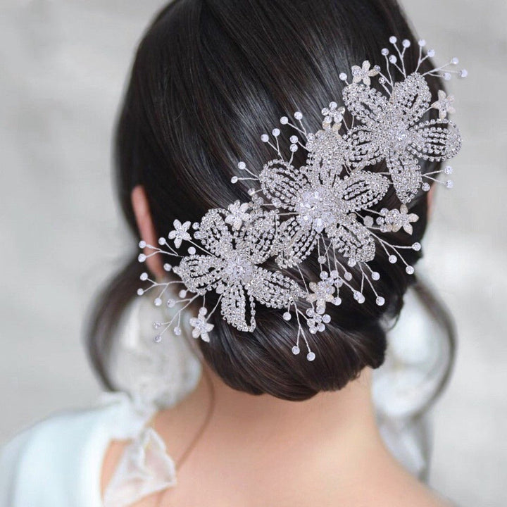 Flower Rhinestone Hair Accessories Bridal Wedding Hair Band - Dresses Nova