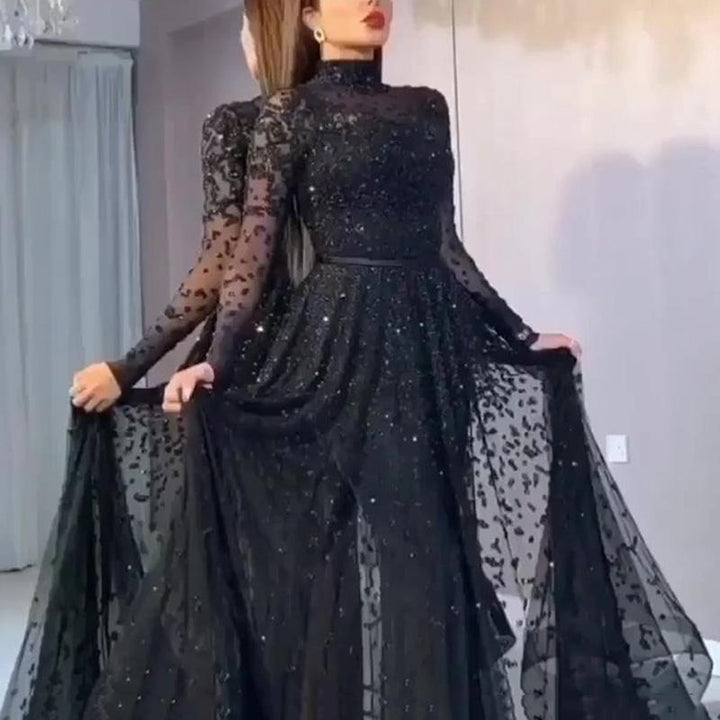 Gilded Long Sleeve Prom Dress - Dresses Nova