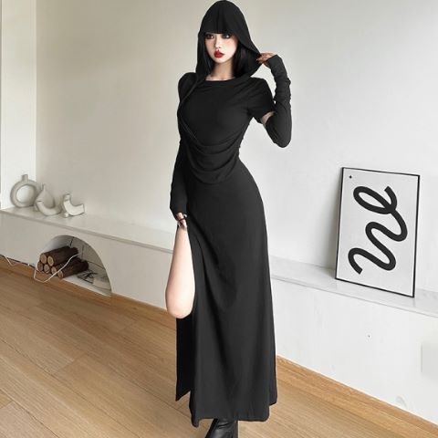 Halloween High Waist Sheath Dress Dark Witch Party Costume - Dresses Nova