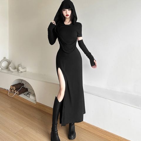 Halloween High Waist Sheath Dress Dark Witch Party Costume - Dresses Nova