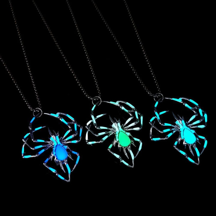 Halloween Luminous Spider Necklace Night Glow Jewelry - Dresses Nova