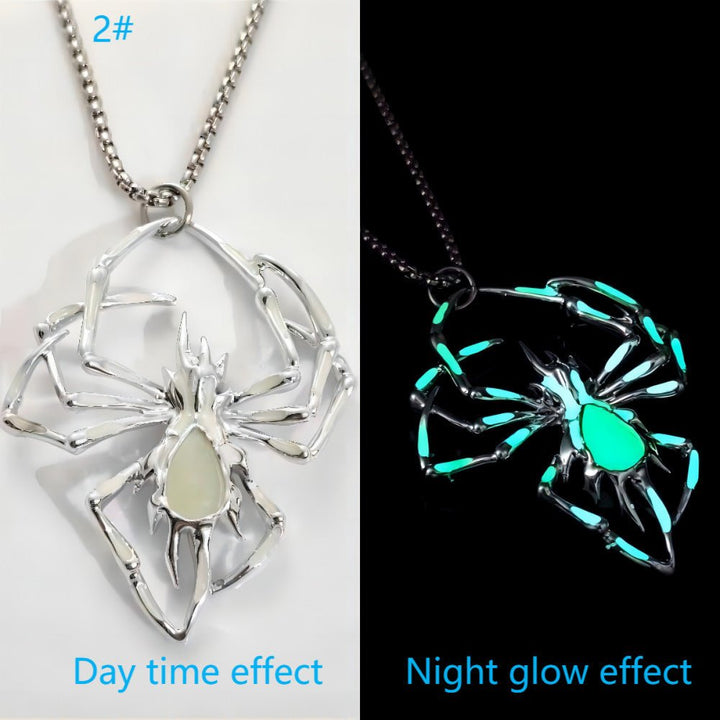 Halloween Luminous Spider Necklace Night Glow Jewelry - Dresses Nova