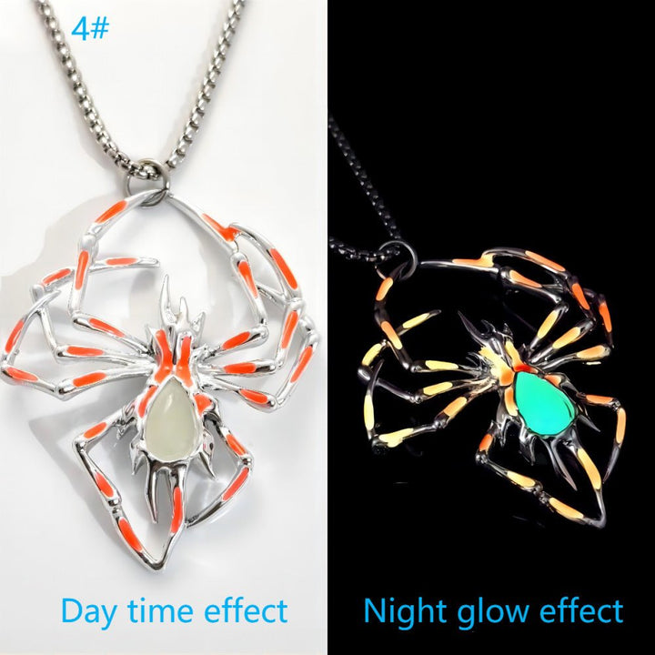 Halloween Luminous Spider Necklace Night Glow Jewelry - Dresses Nova