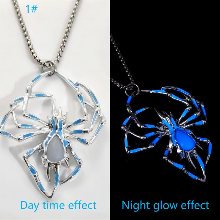 Halloween Luminous Spider Necklace Night Glow Jewelry - Dresses Nova