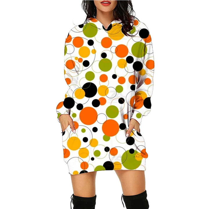 Halloween print long hoodie with pockets, - Dresses Nova