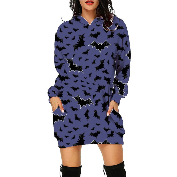 Halloween print long hoodie with pockets, - Dresses Nova