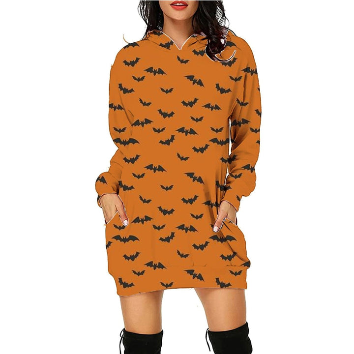 Halloween print long hoodie with pockets, - Dresses Nova