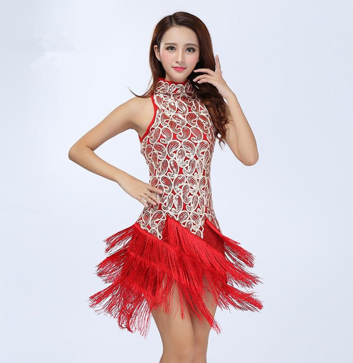 Latin Dance Costume With Embroidery Sequins - Dresses Nova