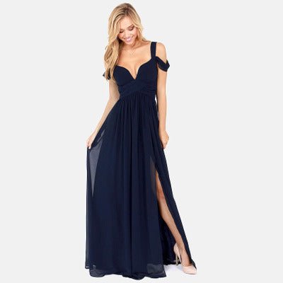 Long Floor Length Elegant Greek Style Pleated Dress - Dresses Nova