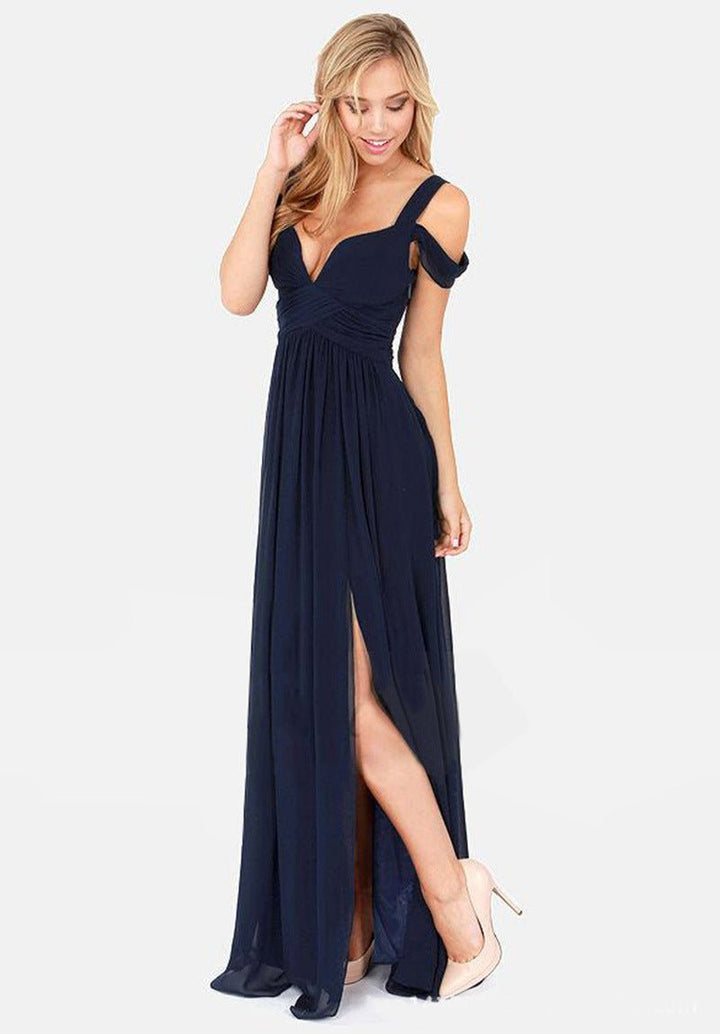 Long Floor Length Elegant Greek Style Pleated Dress - Dresses Nova