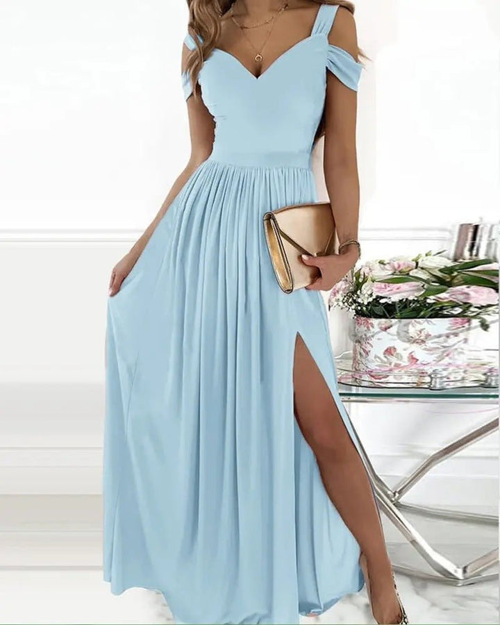 Long Floor Length Elegant Greek Style Pleated Dress - Dresses Nova