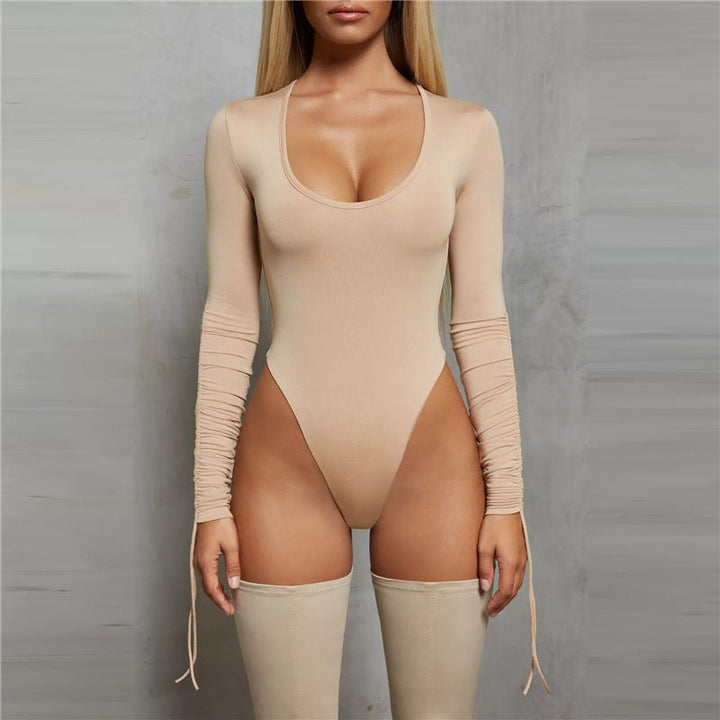 Long Sleeve Scoop Neck Bodysuit - Dresses Nova