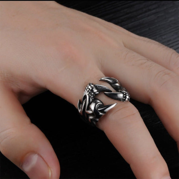 Open Dragon Claw Ring Punk Chrome Titanium Steel Jewelry - Dresses Nova