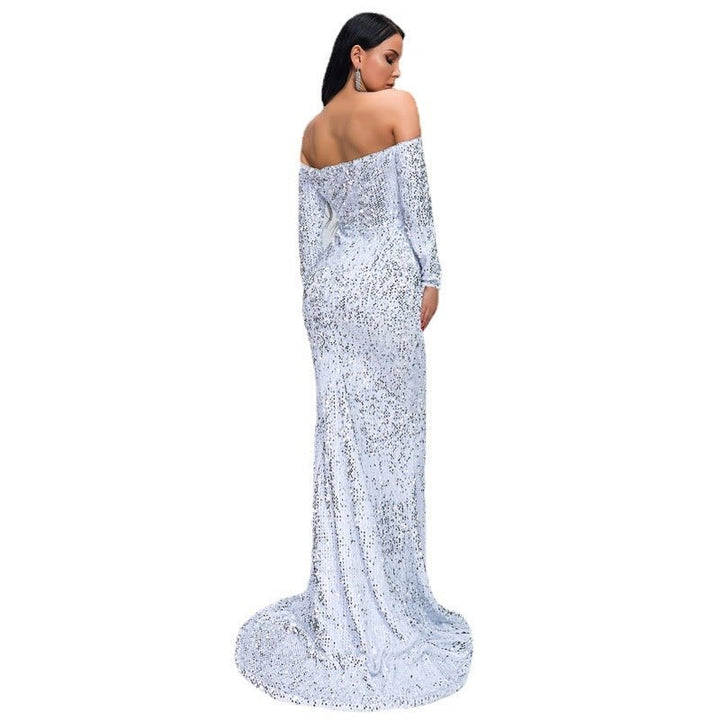 Sexy Strapless Long Sleeve Sequins Party Evening Dress - Dresses Nova