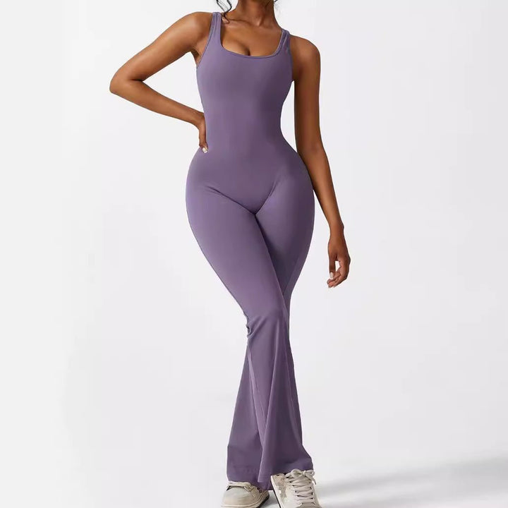 Women Sleeveless Flare Jumpsuits Fitness Yoga Long Pants - Dresses Nova