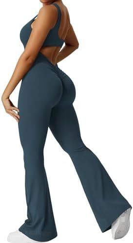 Women Sleeveless Flare Jumpsuits Fitness Yoga Long Pants - Dresses Nova