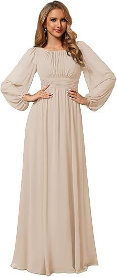 Women's Long Chiffon Evening Dress - Dresses Nova