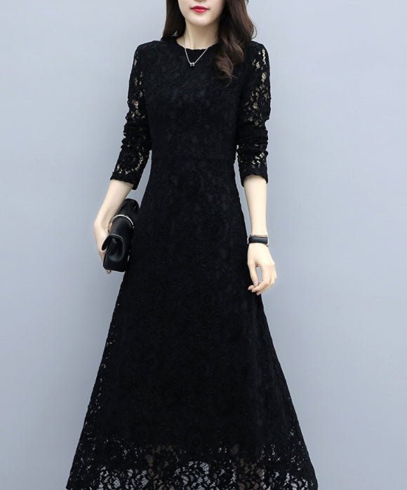 Women's Long Sleeve Lace Dress - Dresses Nova