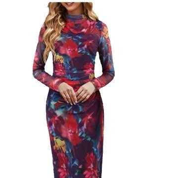 Women's Long - sleeved Tie - dye Dress Tight Pleated - Dresses Nova