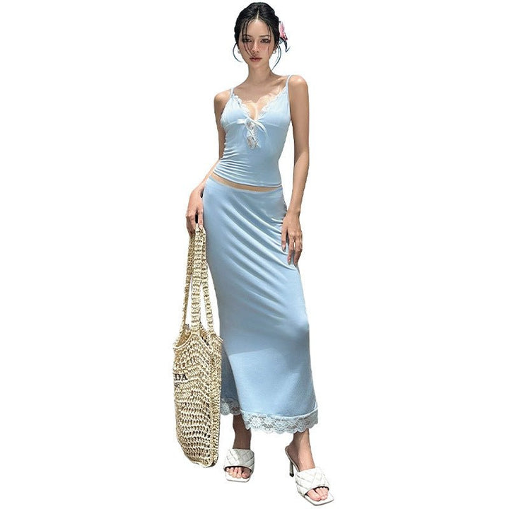 Women's Summer Lace Camisole Sheath Fish Skirt Suit - Dresses Nova