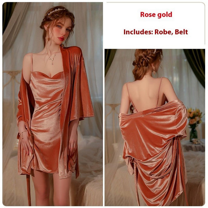 Women's velvet nightgown with a charming slit - Dresses Nova