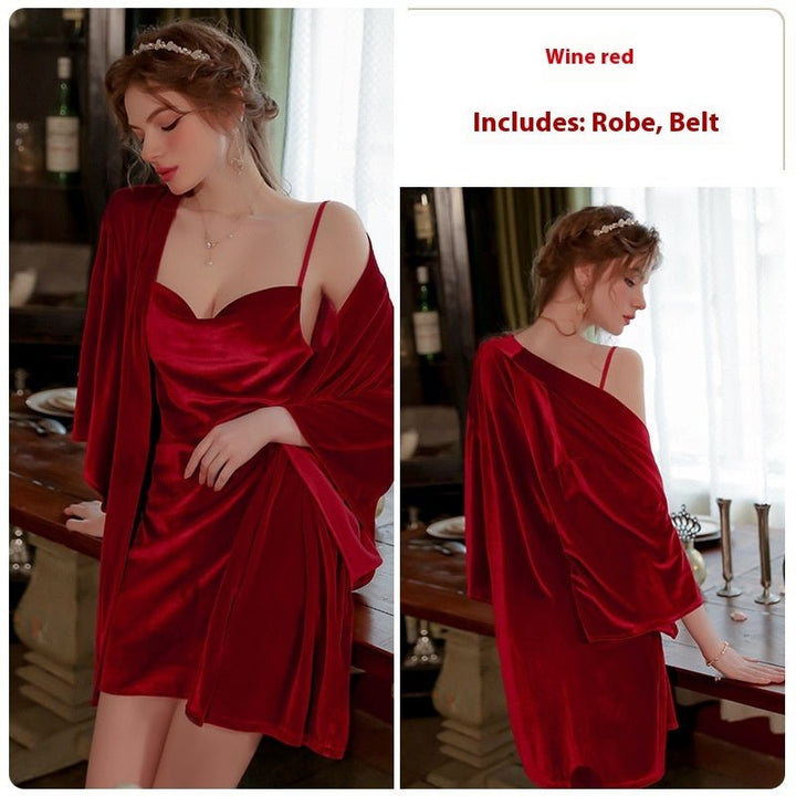 Women's velvet nightgown with a charming slit - Dresses Nova