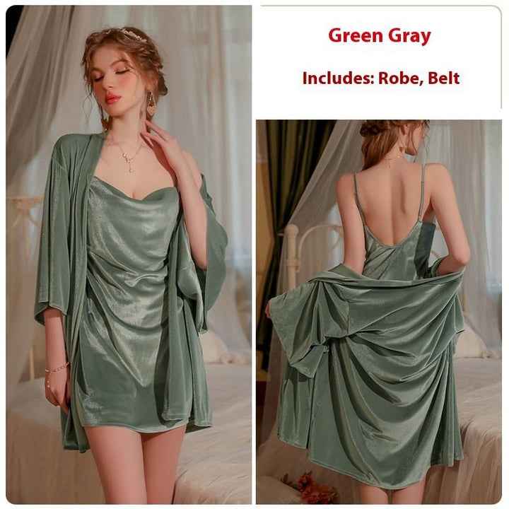 Women's velvet nightgown with a charming slit - Dresses Nova