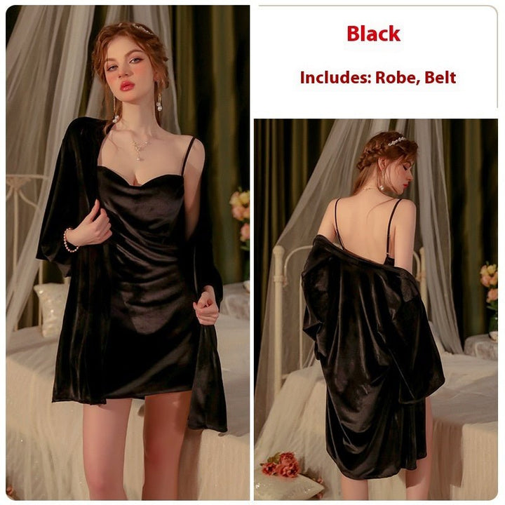 Women's velvet nightgown with a charming slit - Dresses Nova