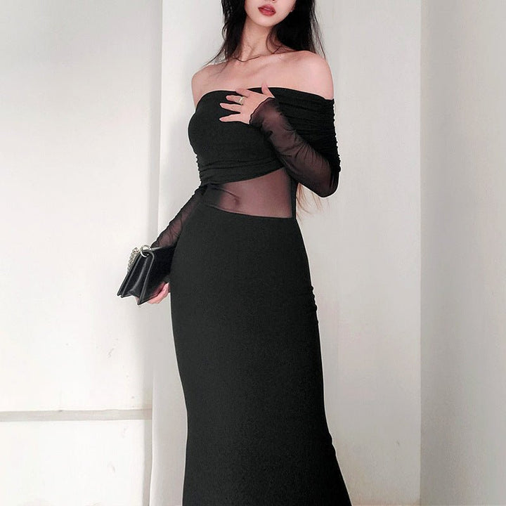 Women's winter sexy off shoulder dress - Dresses Nova