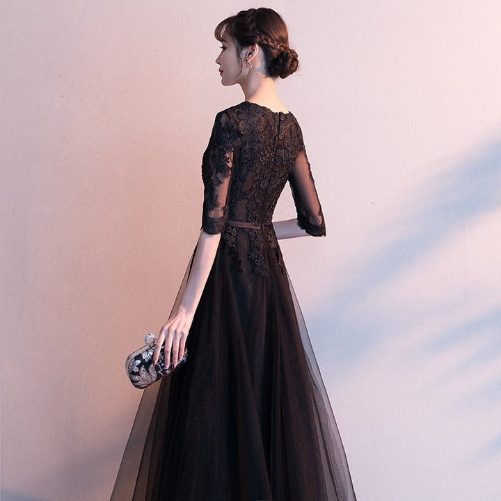 Banquet Elegant Long Black Ladies Annual Meeting Dress-Dresses Nova