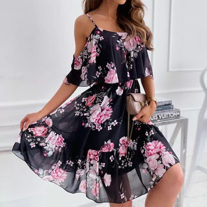 Flower Printed Dress-Dresses Nova