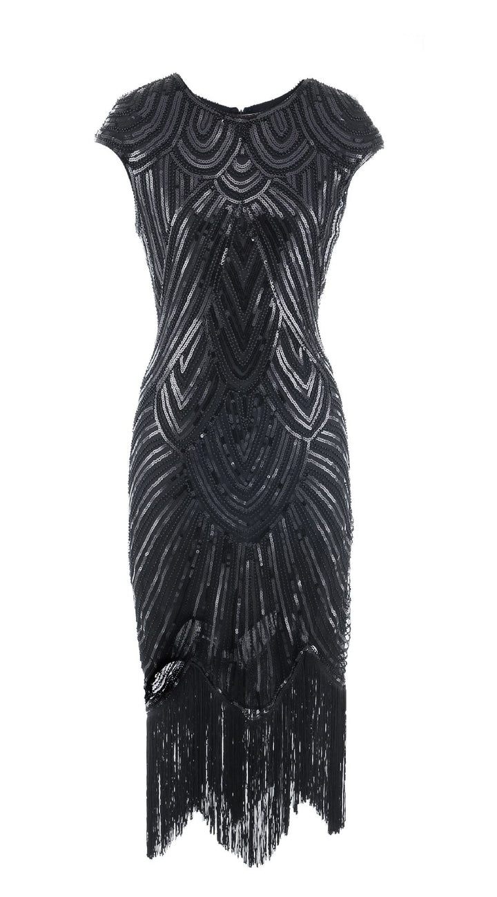Fringed braid sequin dress-Dresses Nova