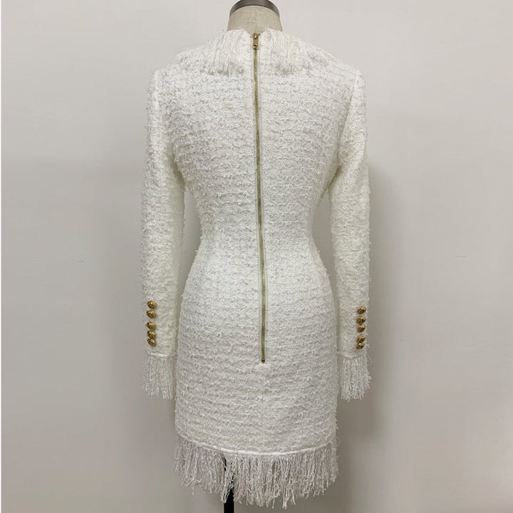 Fringed woolen dress-Dresses Nova